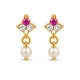 Ear Rings Small with White Pearl (Artificial Stones)